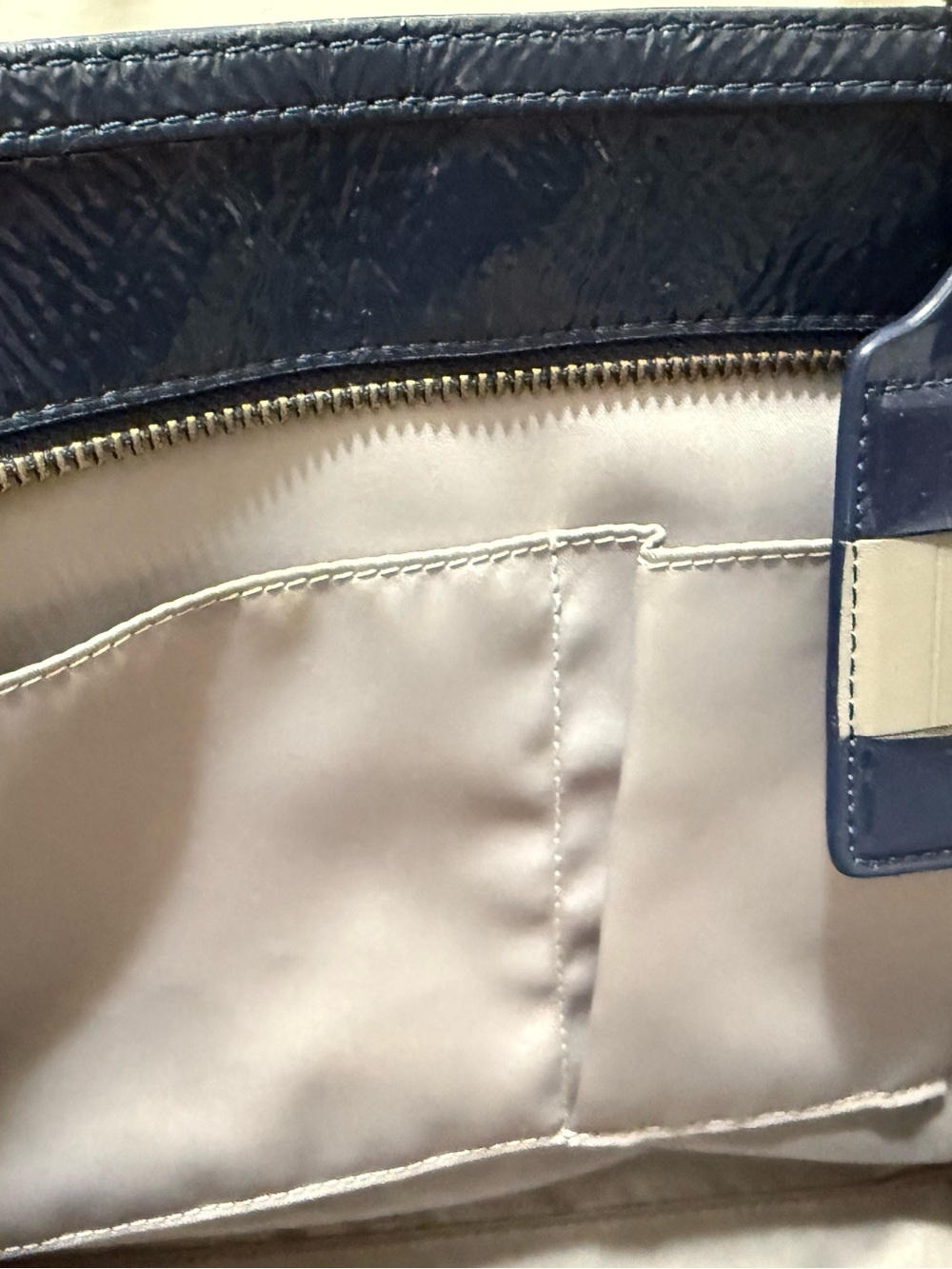 Coach Quilted Navy Patent Leather Tote - Picture 3 of 5